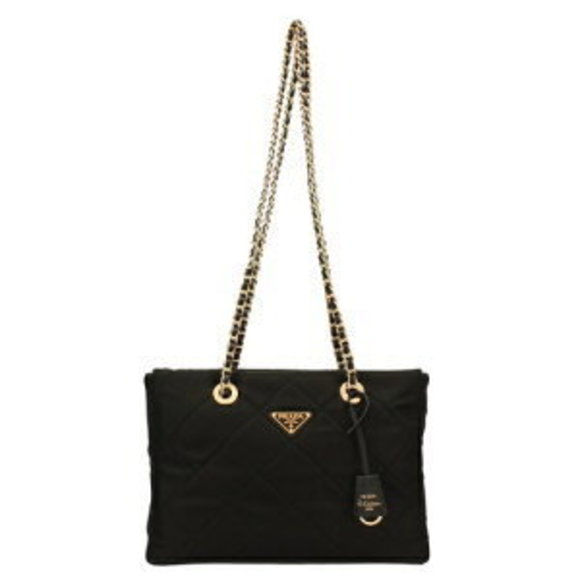 Prada TESSUTO IMPUNTURATO Shoulder Bag Black V COO NERO - Picture 1 of 8